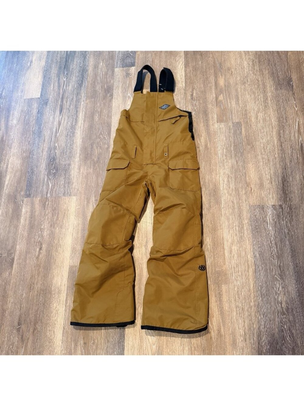 686 Snow Bib Pants Boys S Brown Waterproof 10K Insulated Lined Pockets